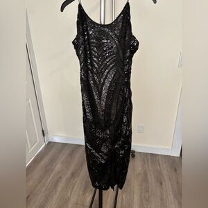 Revamped Black Sequin Maxi Dress